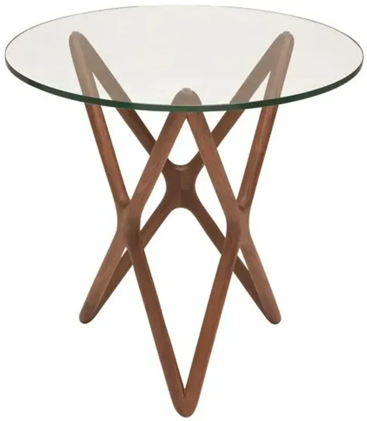 Star Modern Glass Side Table - Walnut - Brown