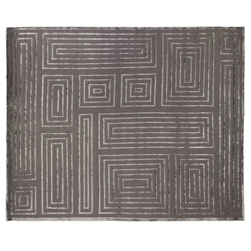 Velvet Maze Block Rug - Charcoal - Exquisite Rugs - Gray - Gray