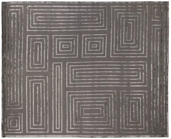 Velvet Maze Block Rug - Charcoal - Exquisite Rugs - Gray - Gray