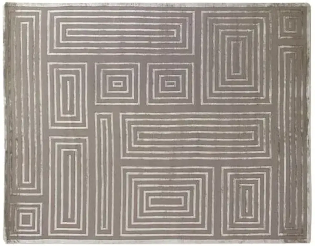 Velvet Maze Block Rug - Silver - Exquisite Rugs - Gray - Gray