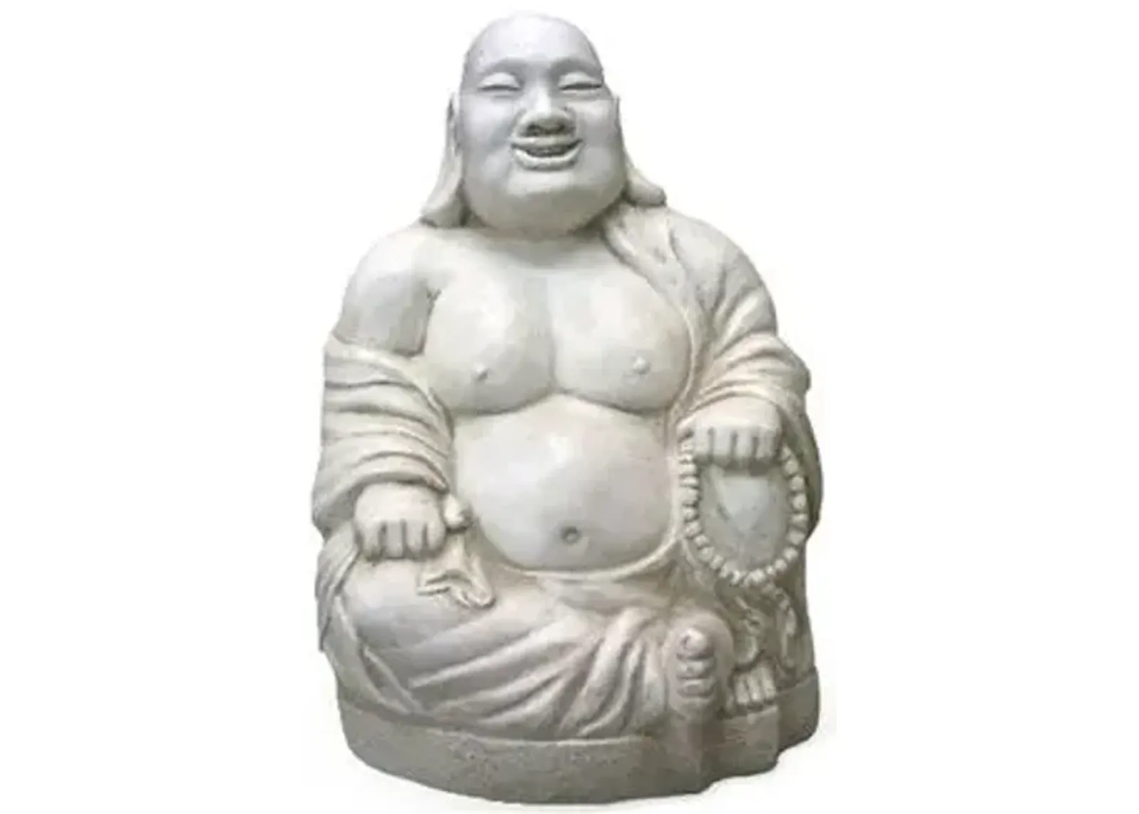 27" Jolly Hotei Buddha - Antiqued White - Gray