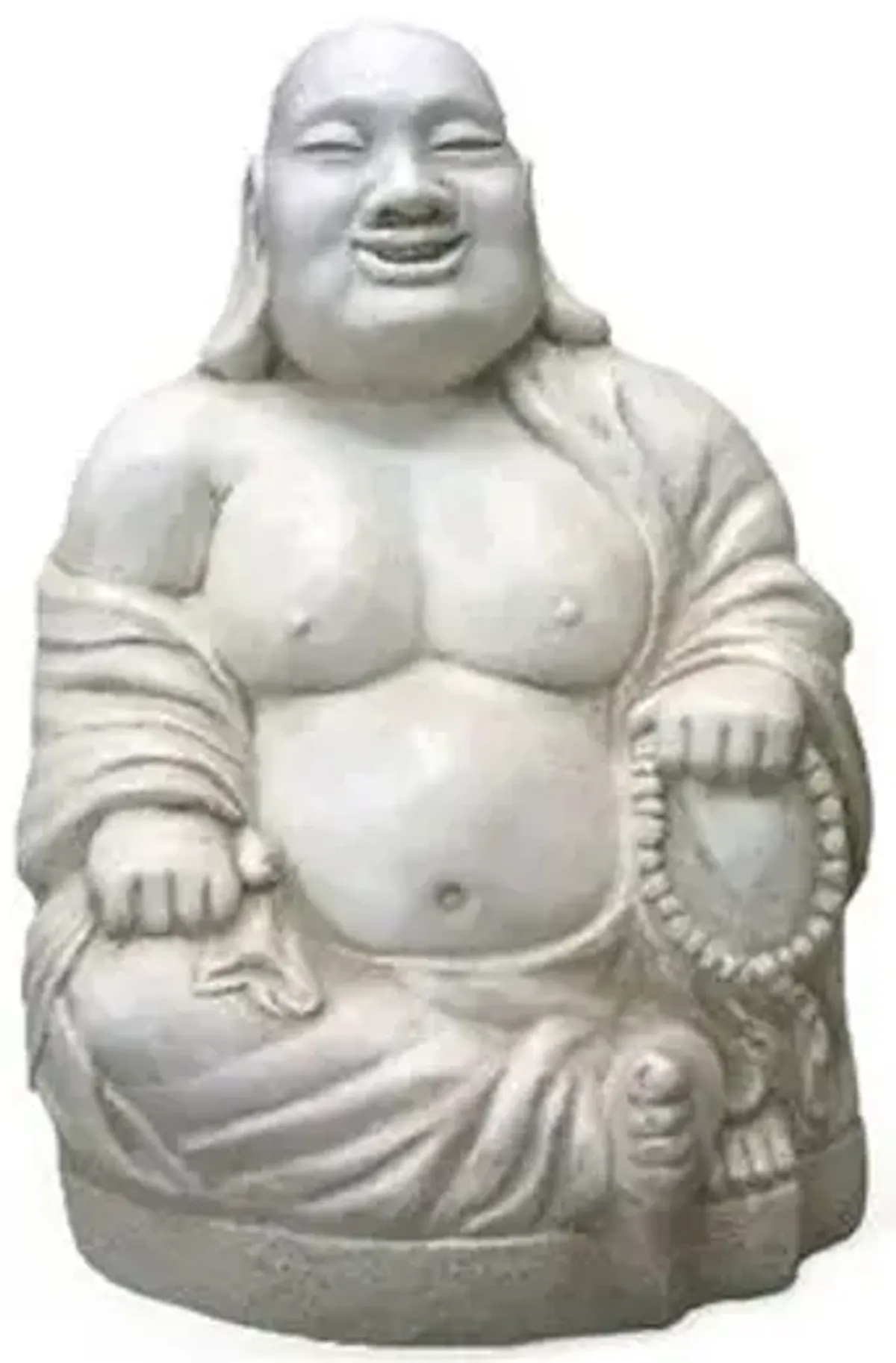 27" Jolly Hotei Buddha - Antiqued White - Gray