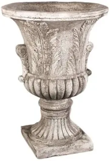 30" Acanthus-Leaf Outdoor Urn - Cathedral White - Gray