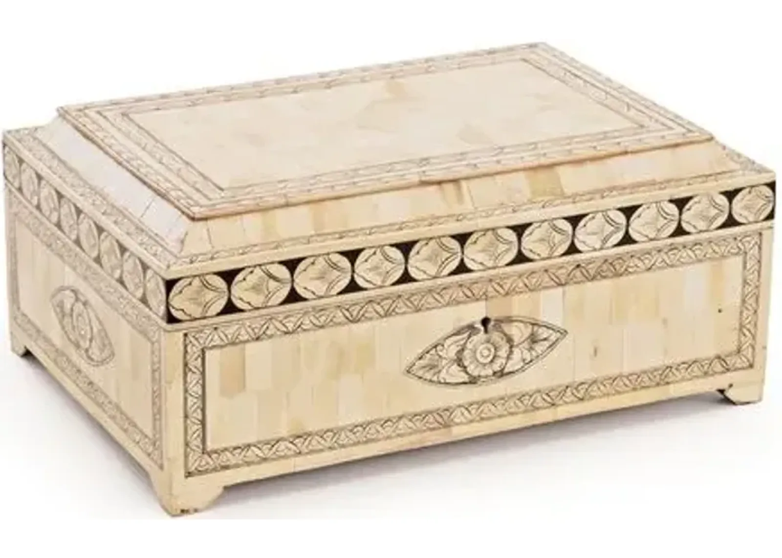 14" Agra Bone Box - Ivory - Beige