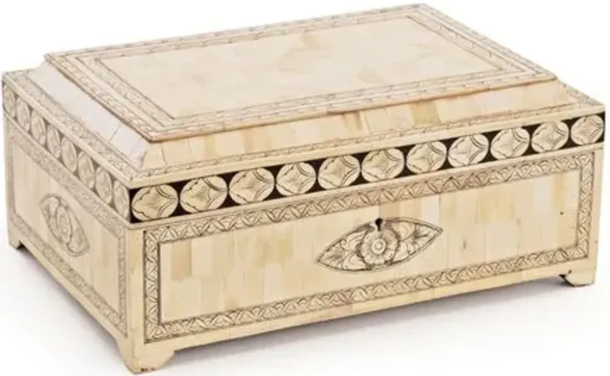 14" Agra Bone Box - Ivory - Beige