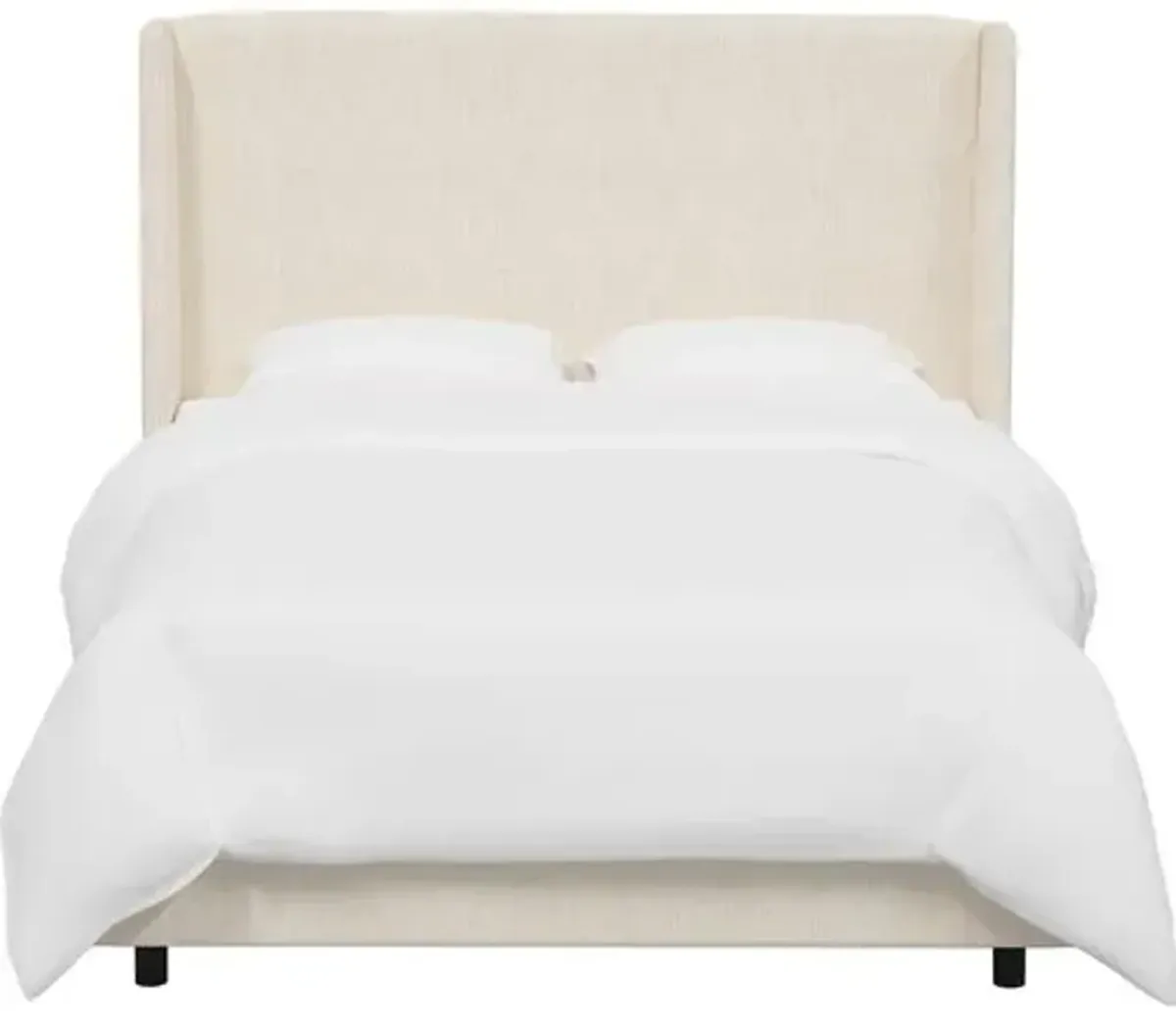 Kelly Wingback Bed - Handcrafted - Beige