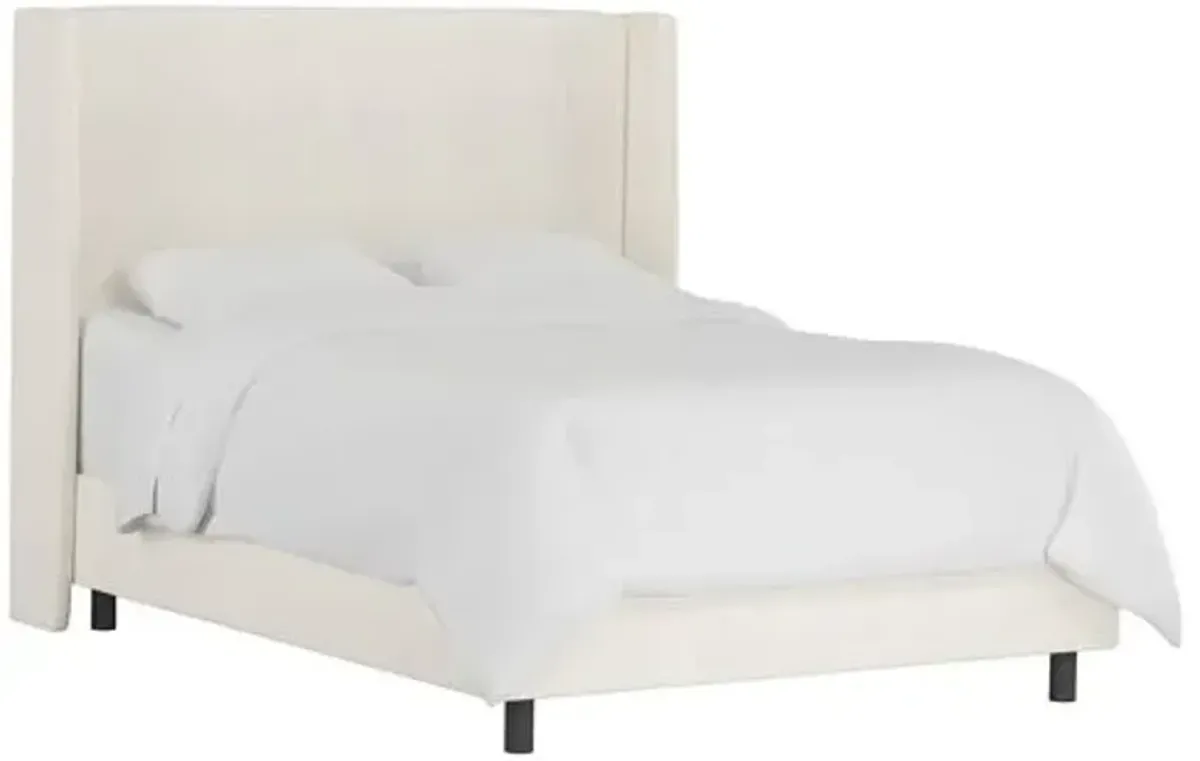 Kelly Wingback Bed - Handcrafted - Beige