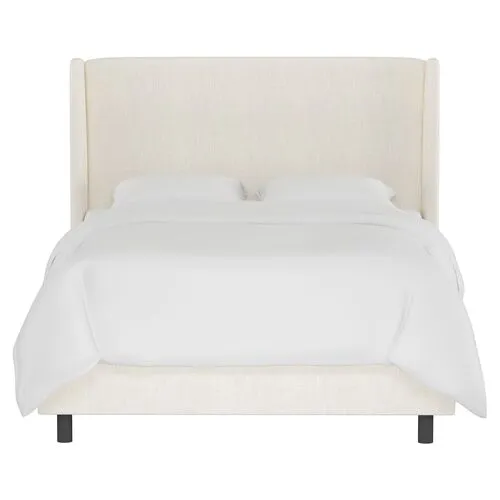 Kelly Wingback Bed - Handcrafted - Beige