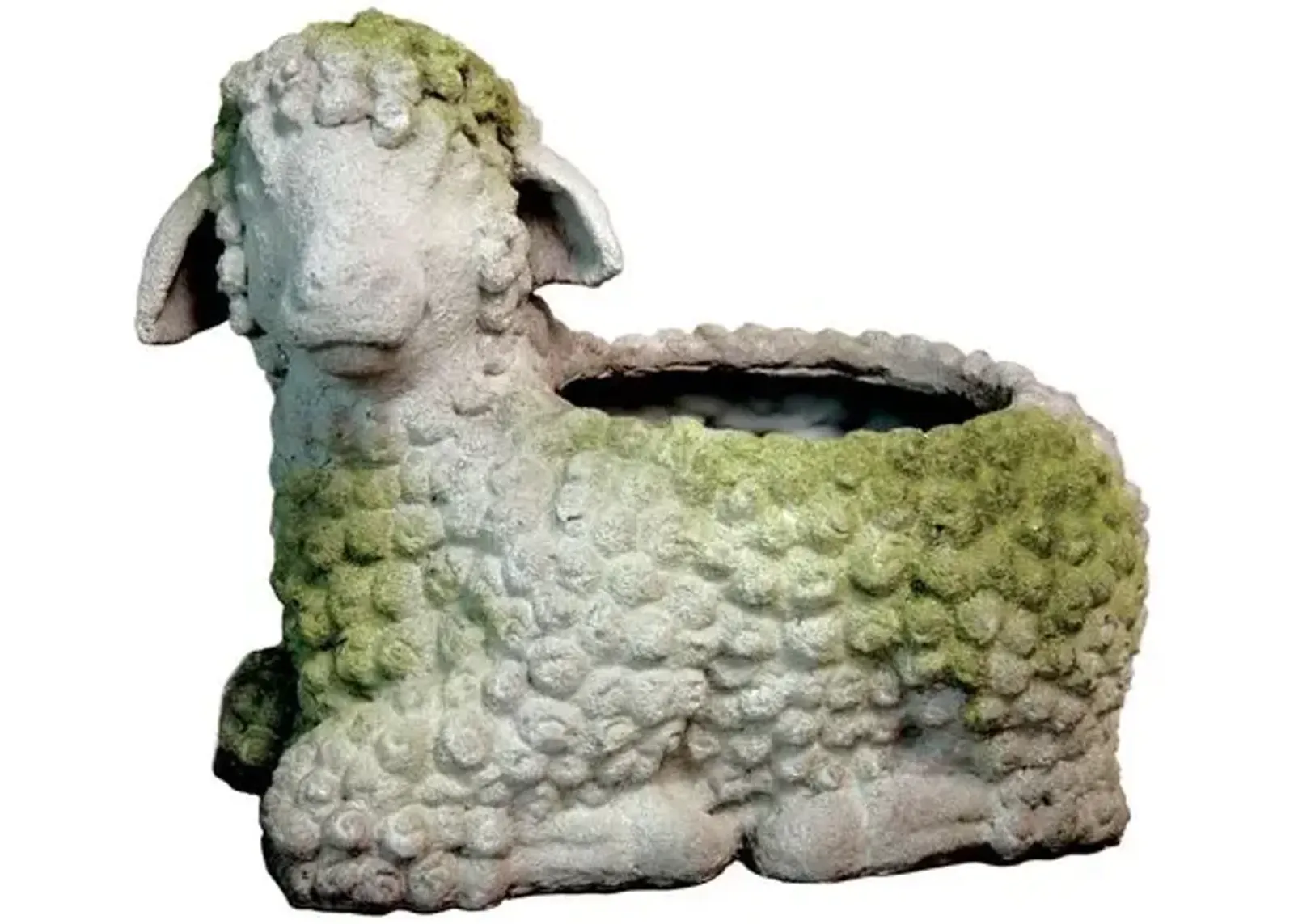 15" Lamb Outdoor Planter - White Moss - Beige - 15" x 8" x 11"