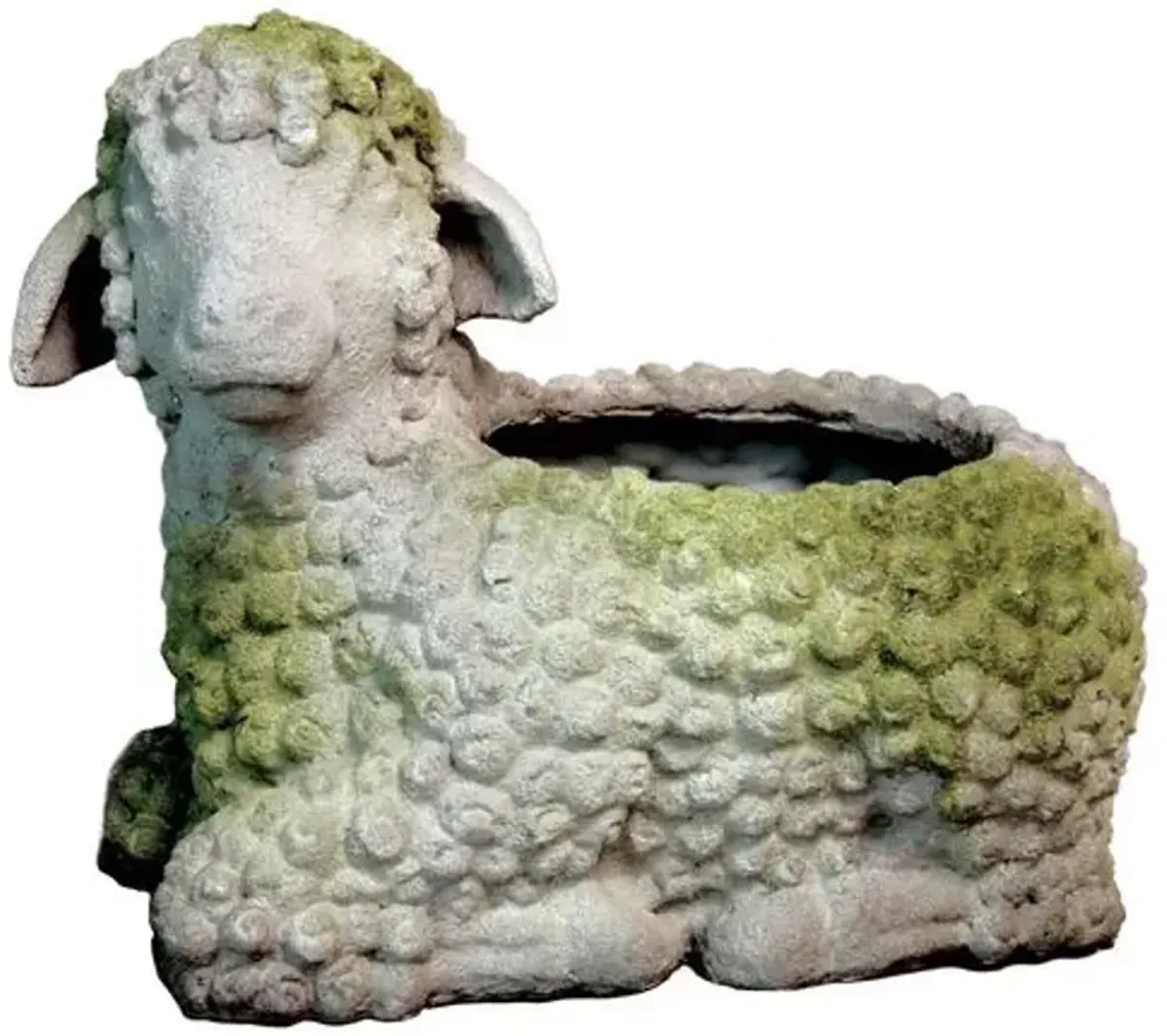 15" Lamb Outdoor Planter - White Moss - Beige - 15" x 8" x 11"