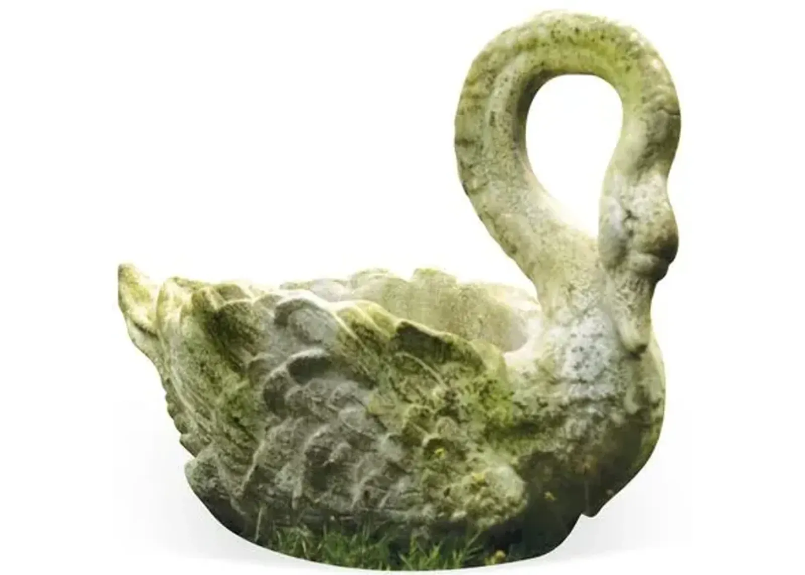 28" Swan Outdoor Planter - White Moss - Beige - 28" x 10" x 22"