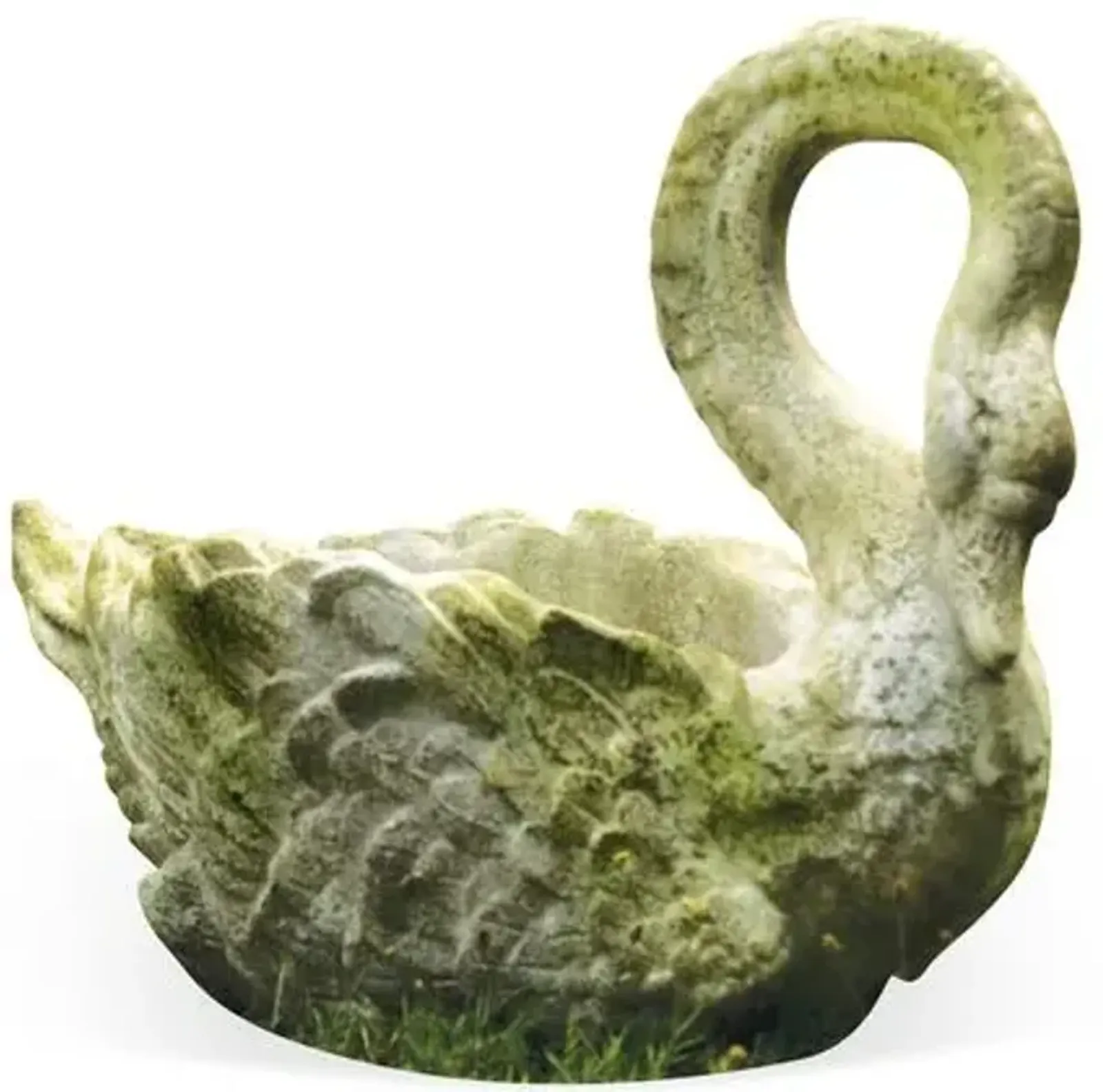 28" Swan Outdoor Planter - White Moss - Beige - 28" x 10" x 22"