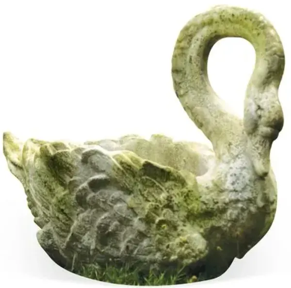 28" Swan Outdoor Planter - White Moss - Beige - 28" x 10" x 22"
