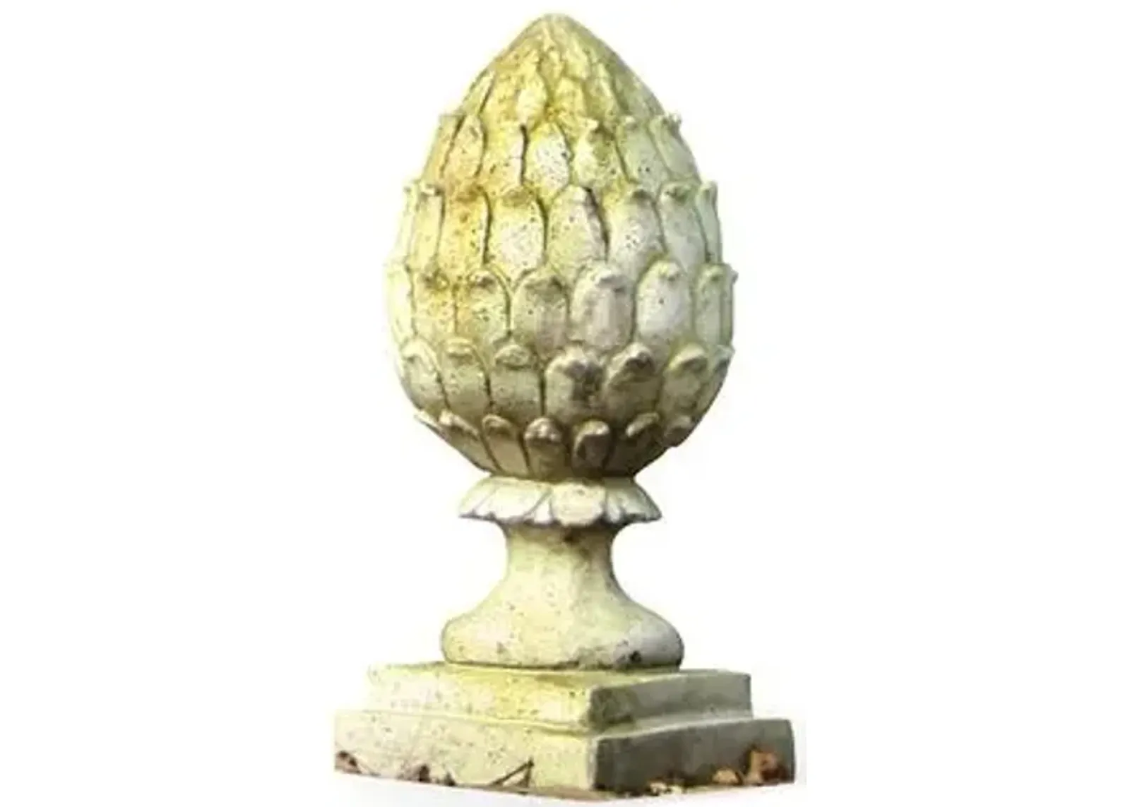 11" Outdoor Artichoke Finial - White Moss - Beige