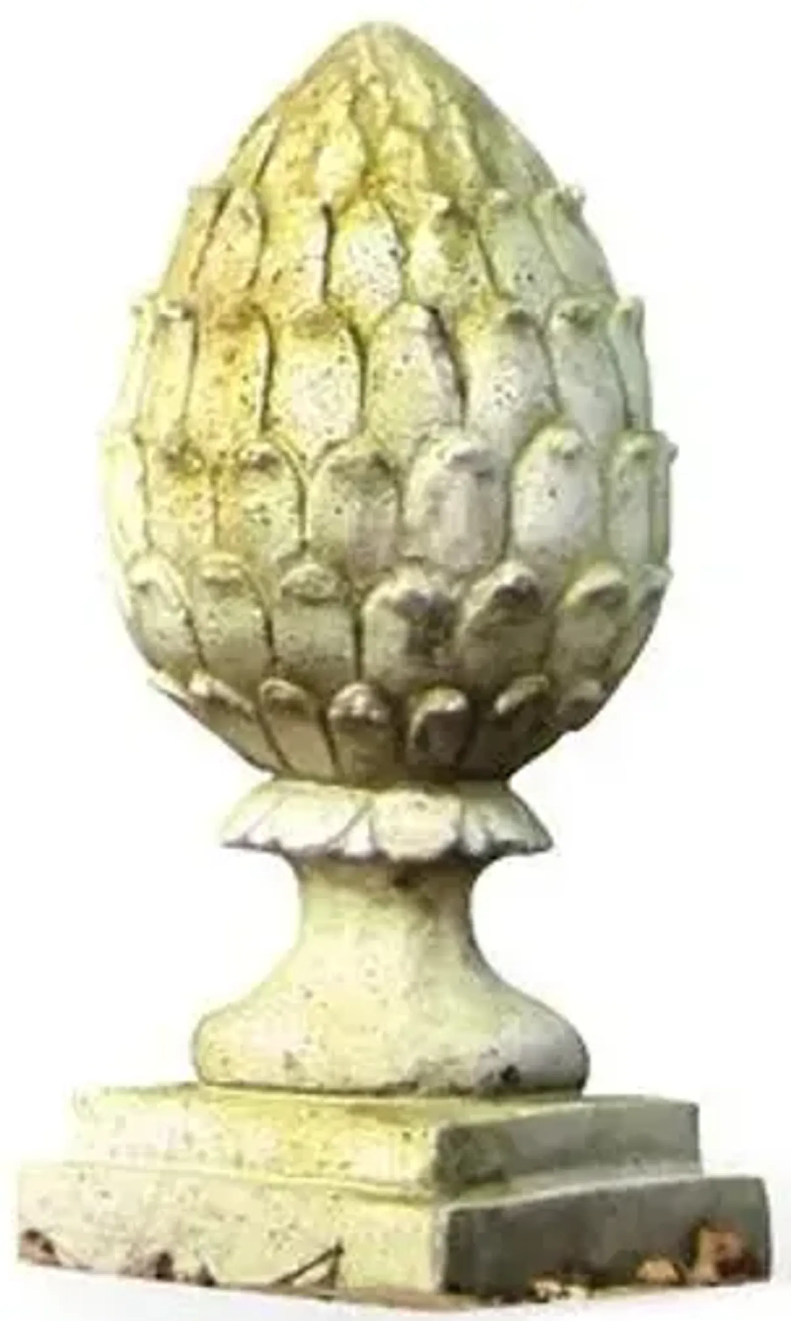 11" Outdoor Artichoke Finial - White Moss - Beige