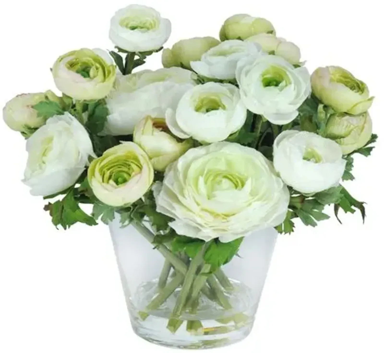 10" Ranunculus in Vase - Faux - Ivory