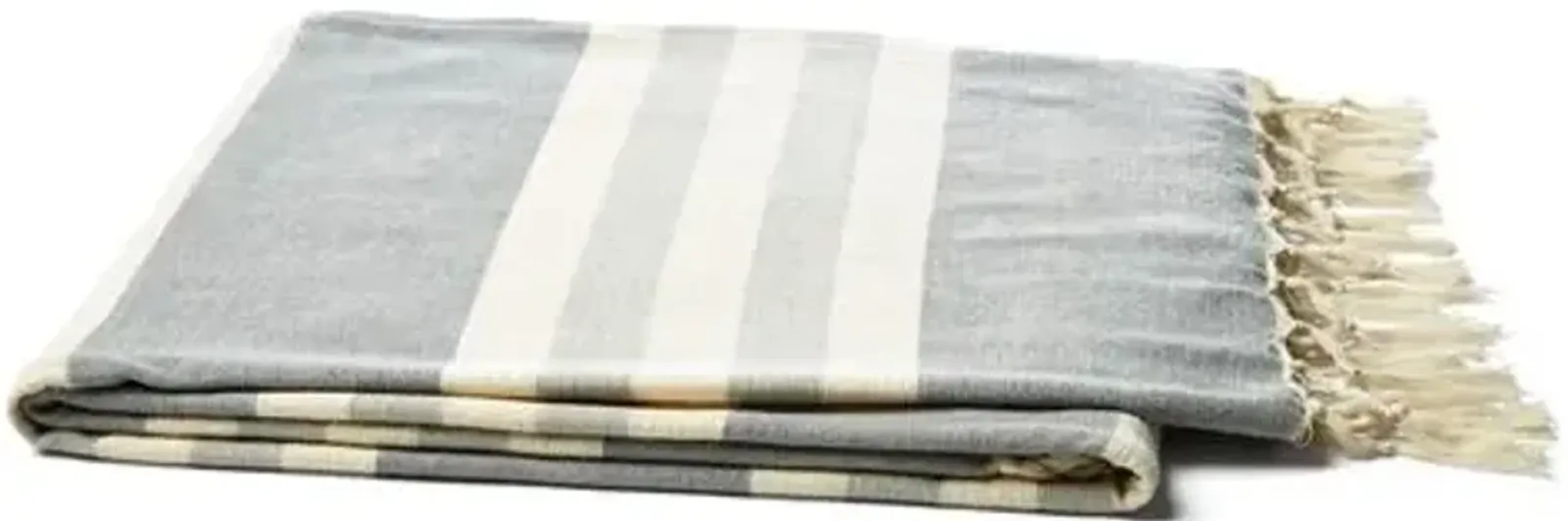 Madeline Striped Throw - Gray - Lightweight, Soft, Warm