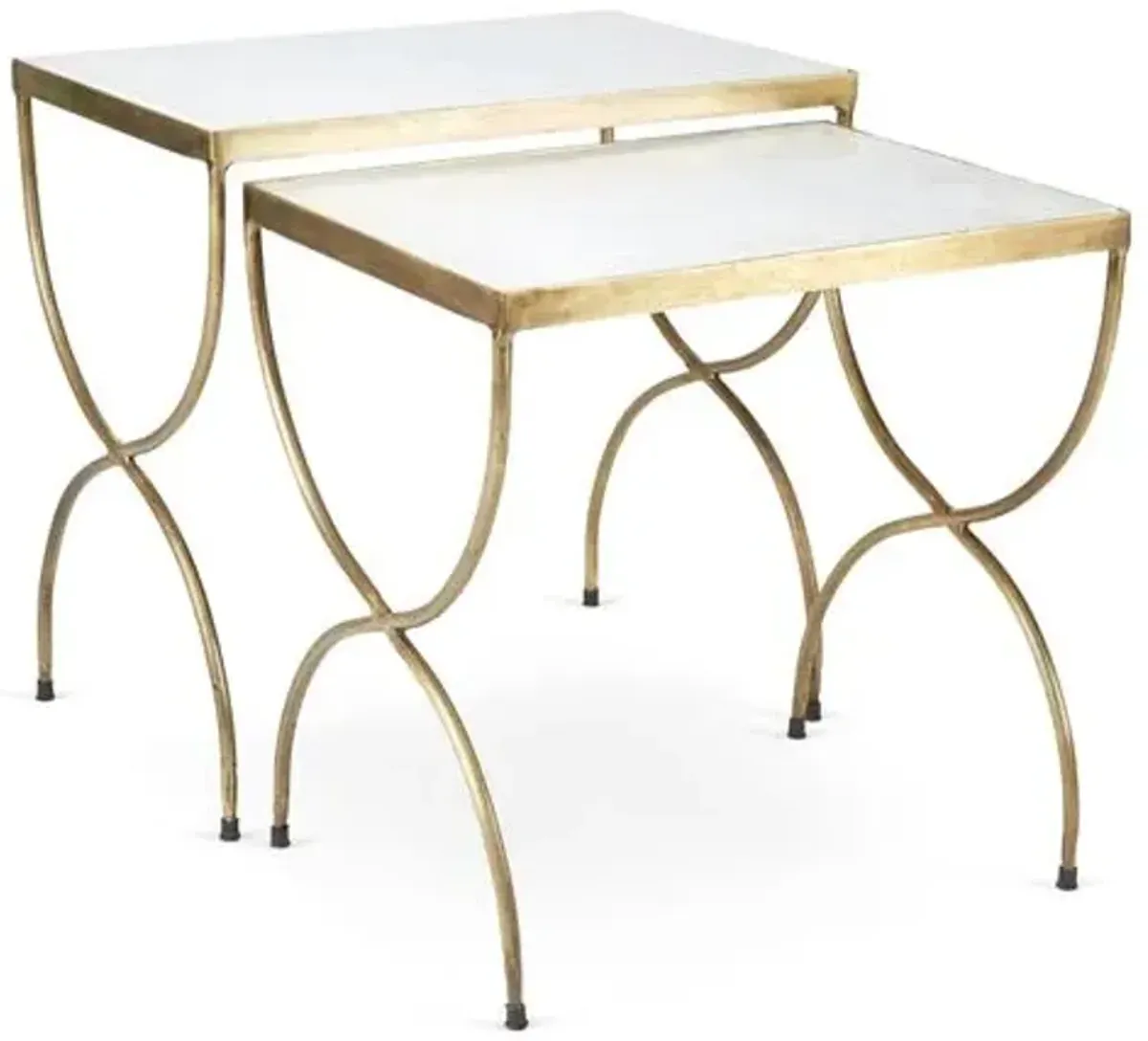 Asst. of 2 Andrews Nesting Tables - Brass - White