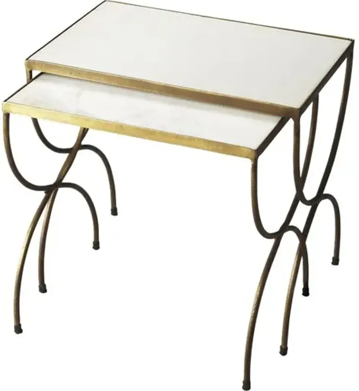 Asst. of 2 Andrews Nesting Tables - Brass - White