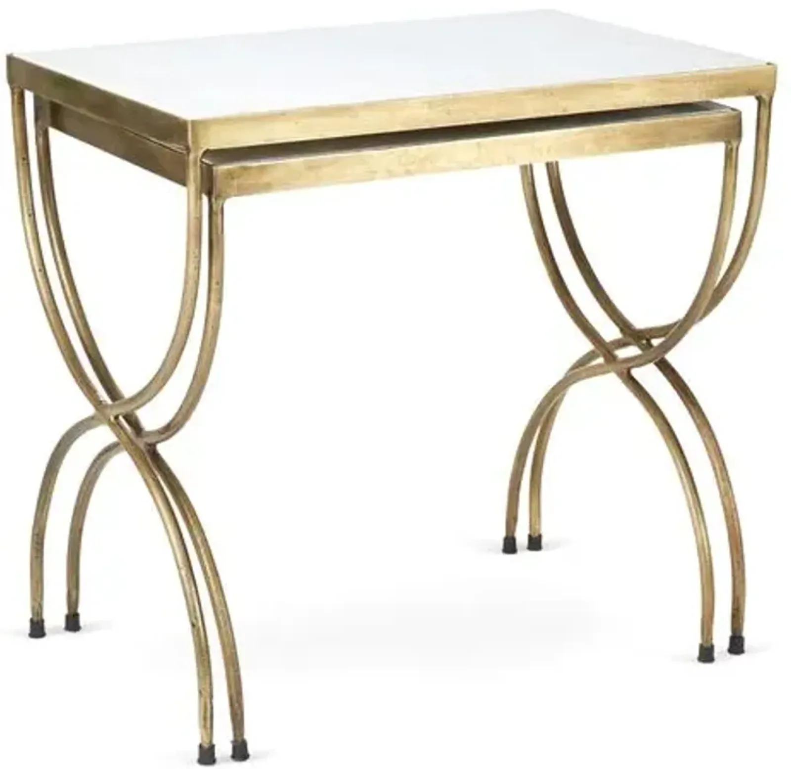 Asst. of 2 Andrews Nesting Tables - Brass - White