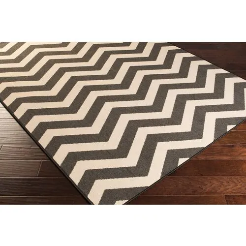 Chevron Outdoor Rug - Green - Brown - Brown