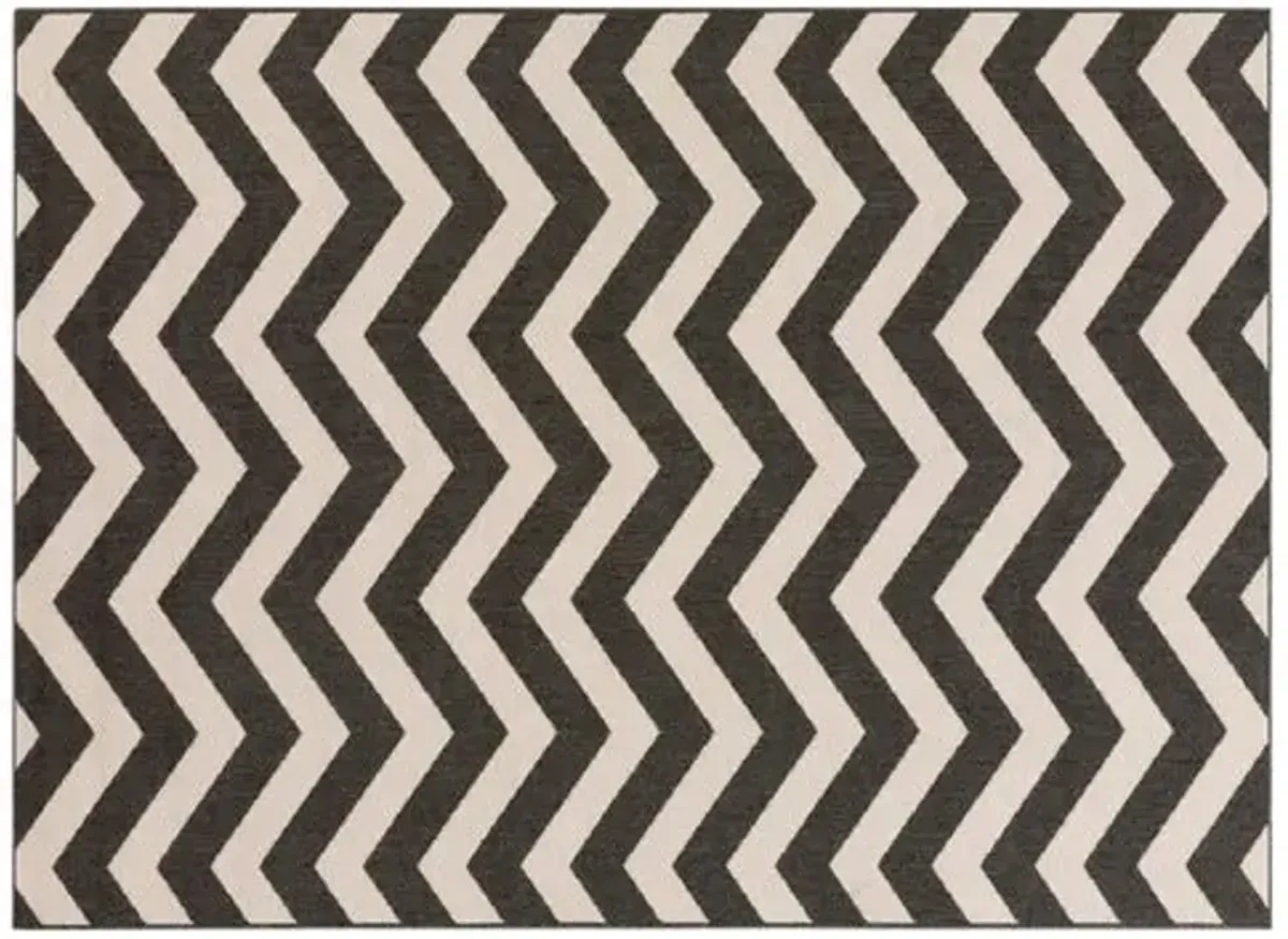 Chevron Outdoor Rug - Green - Brown - Brown