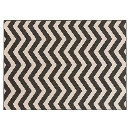 Chevron Outdoor Rug - Green - Brown - Brown