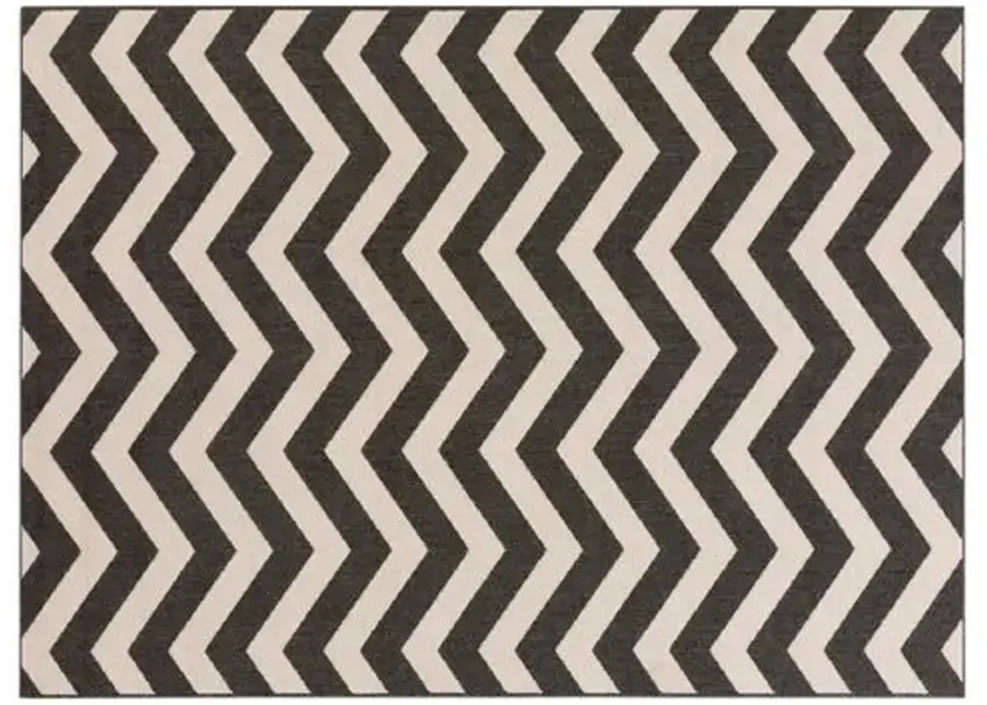 Chevron Outdoor Rug - Green - Brown - Brown