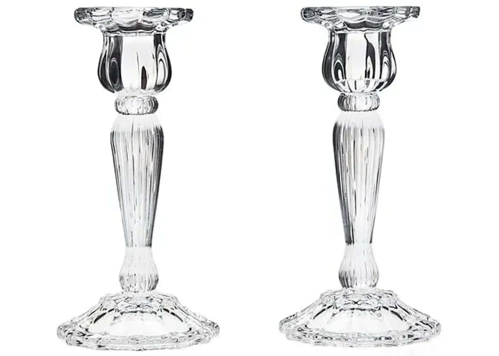 Pair of Crystal Taper Candleholders - Clear