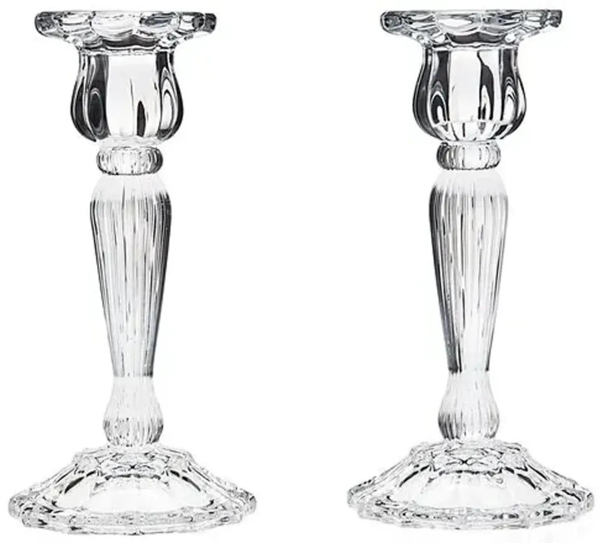 Pair of Crystal Taper Candleholders - Clear