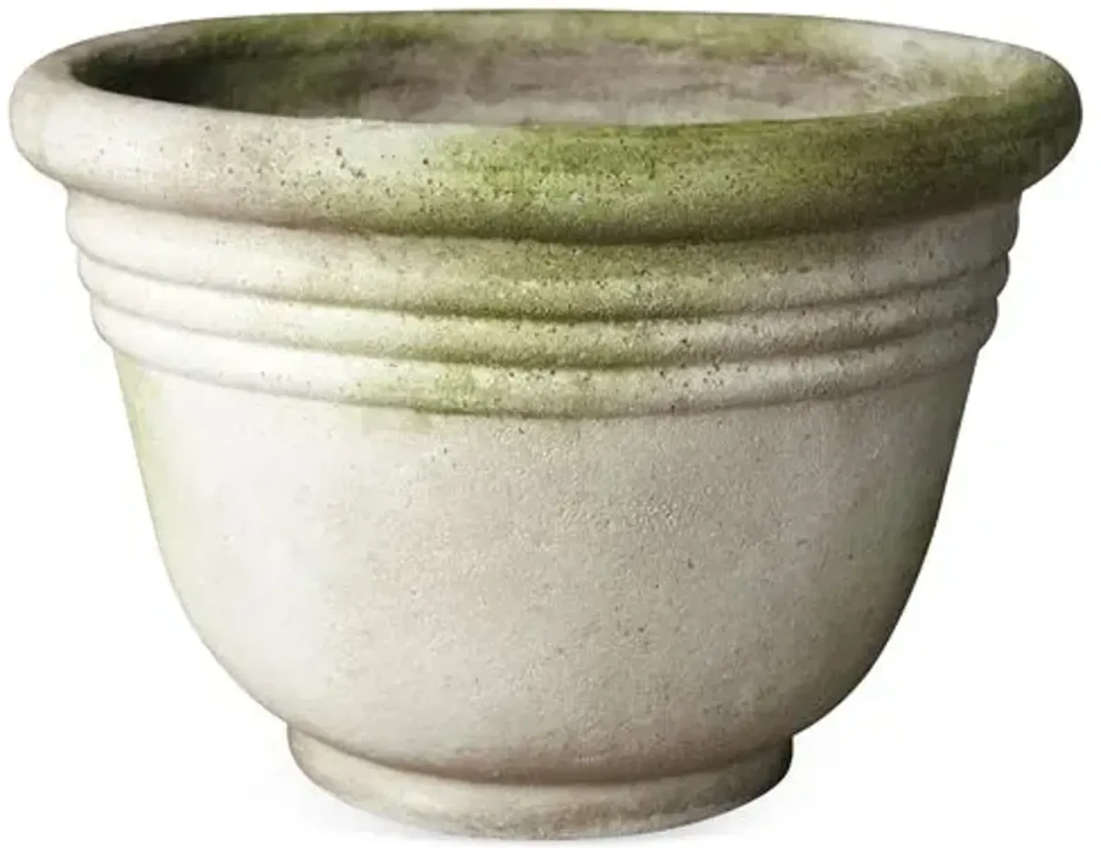 13" Ring Outdoor Pot - White Moss - Beige