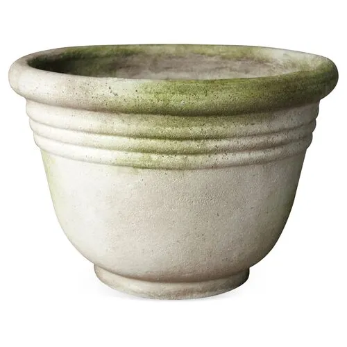 13" Ring Outdoor Pot - White Moss - Beige