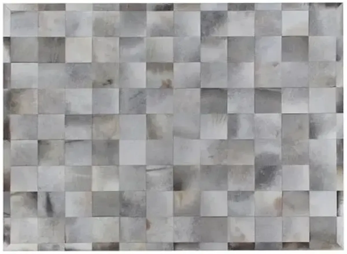 Stitched Blocks Hide - Silver - Exquisite Rugs - Gray - Gray - 13'6"x17'6"