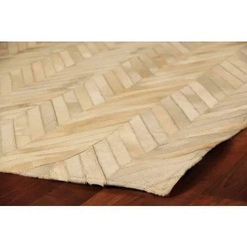 Stitched Herringbone Hide Rug - Ivory - Exquisite Rugs - Handcrafted - Ivory