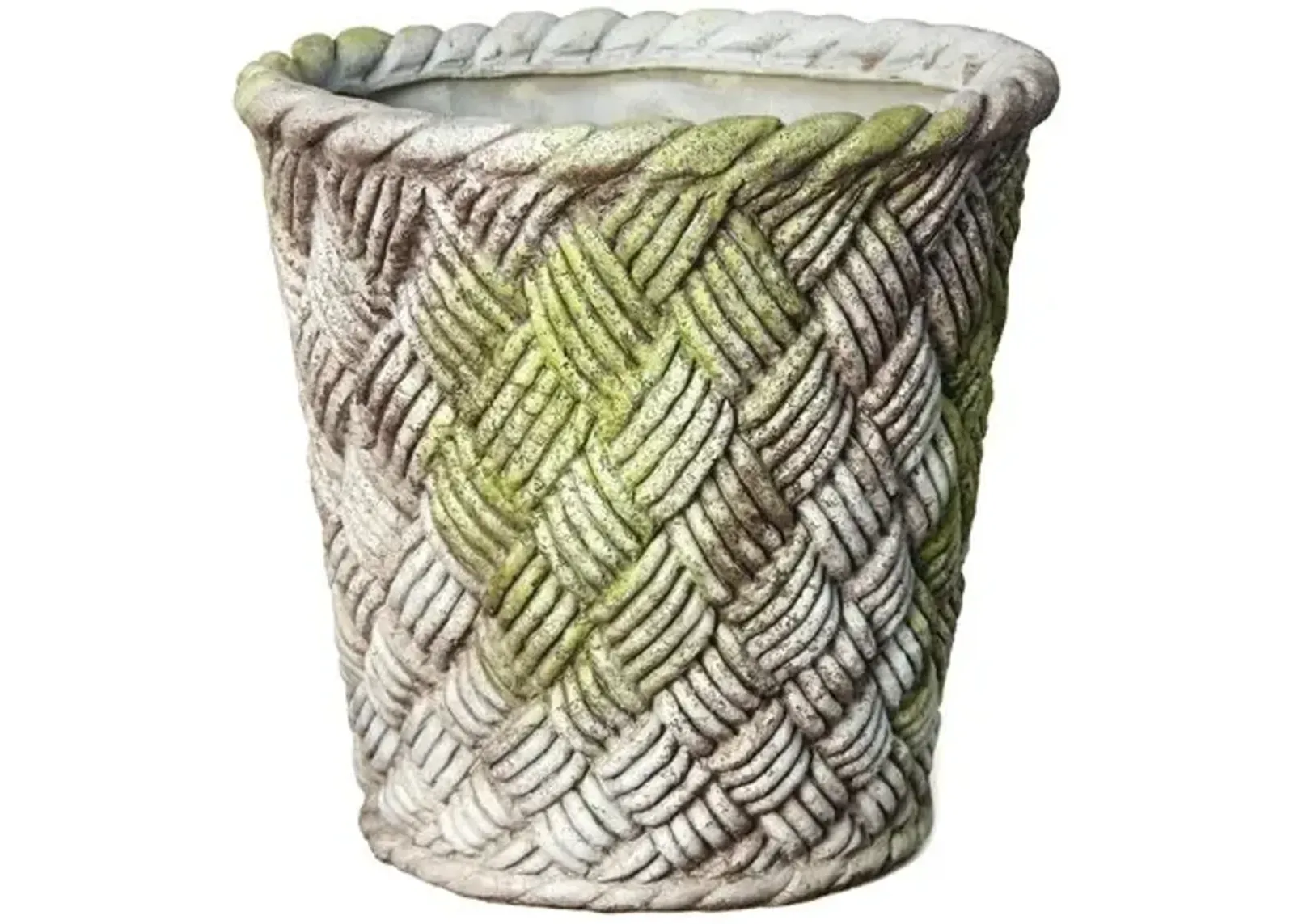 17" Woven Nied Outdoor Basket - White Moss - Beige