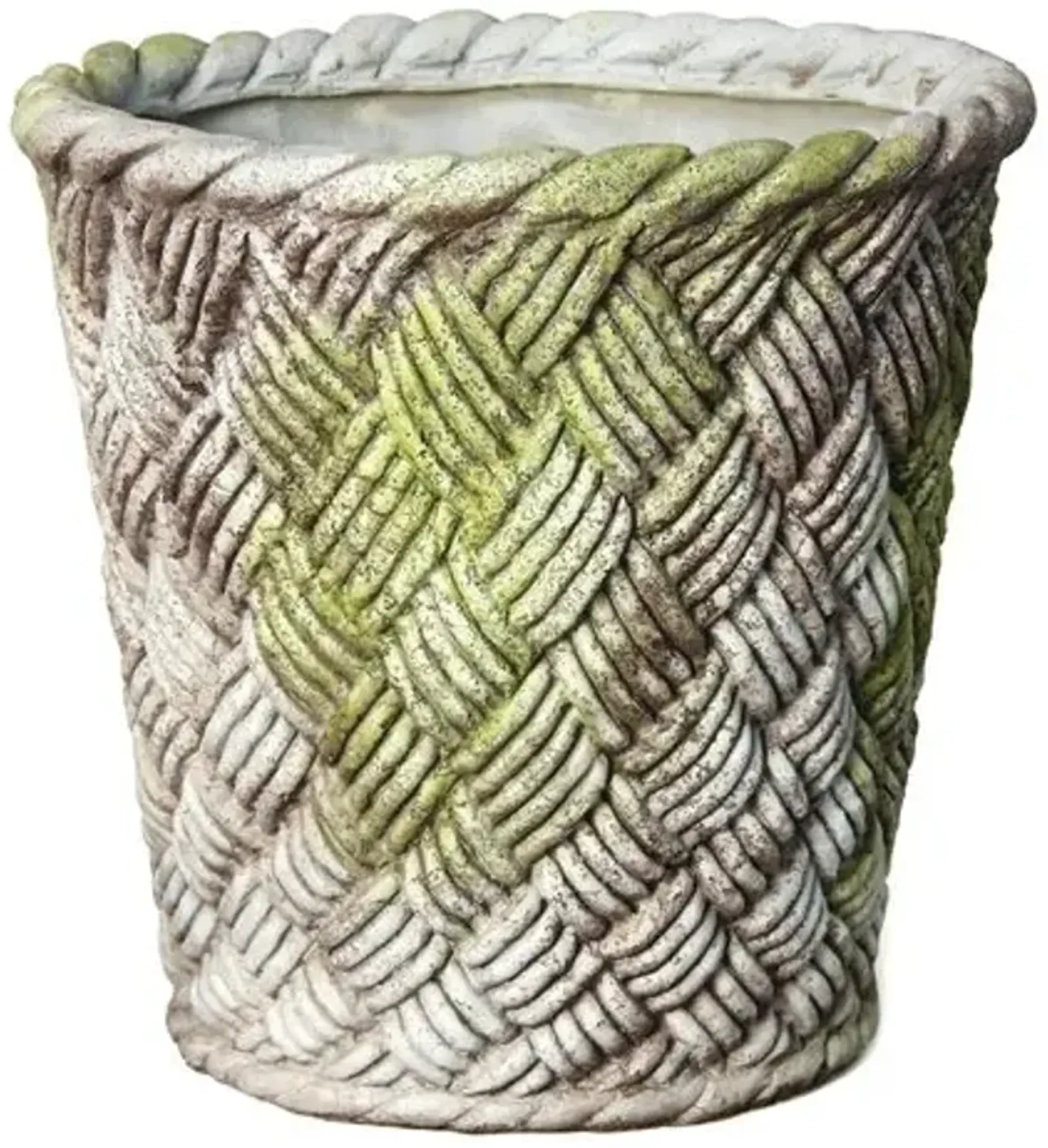 17" Woven Nied Outdoor Basket - White Moss - Beige