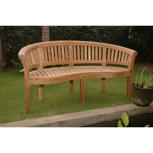 Curve 64" Outdoor Garden Bench - Teak - Beige