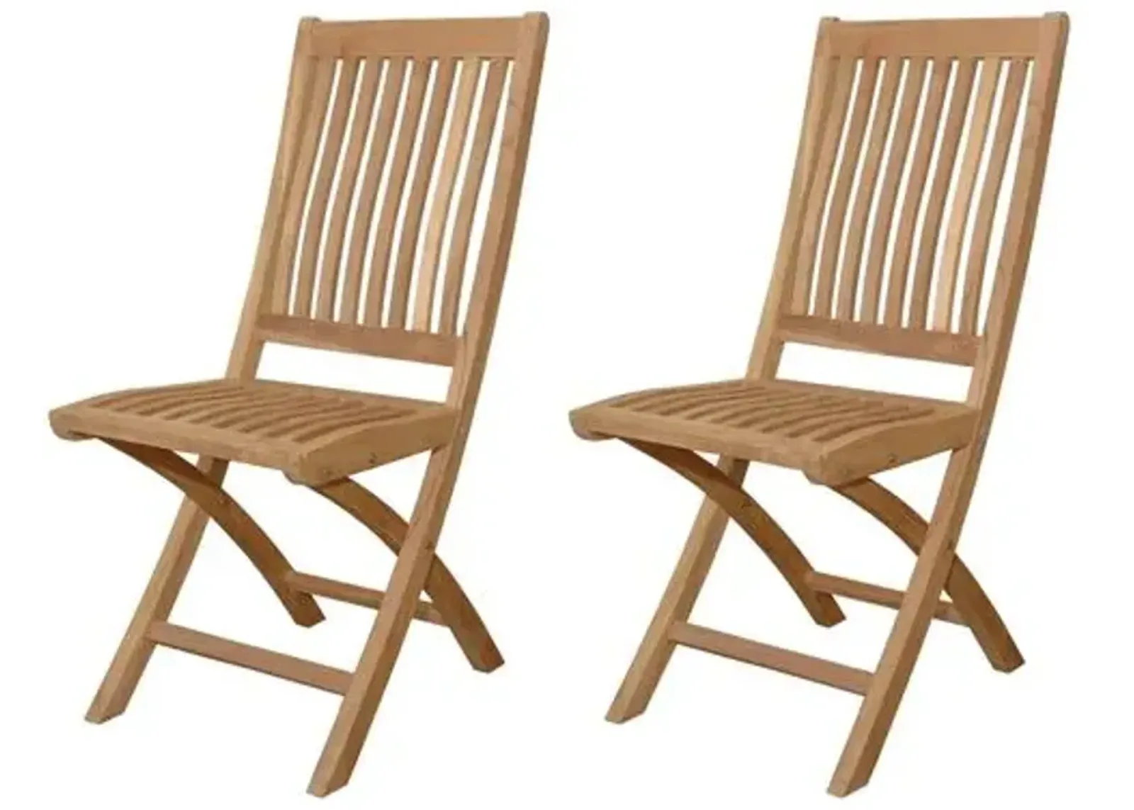 Set of 2 Tropico Outdoor Teak Folding Chairs - Natural - Brown