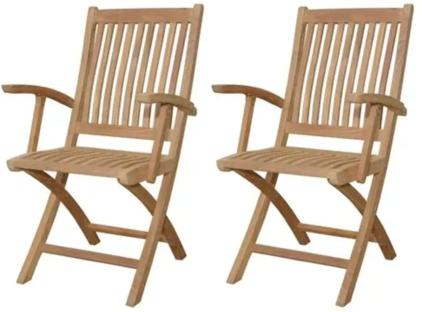 Set of 2 Tropico Outdoor Teak Folding Armchairs - Natural - Brown