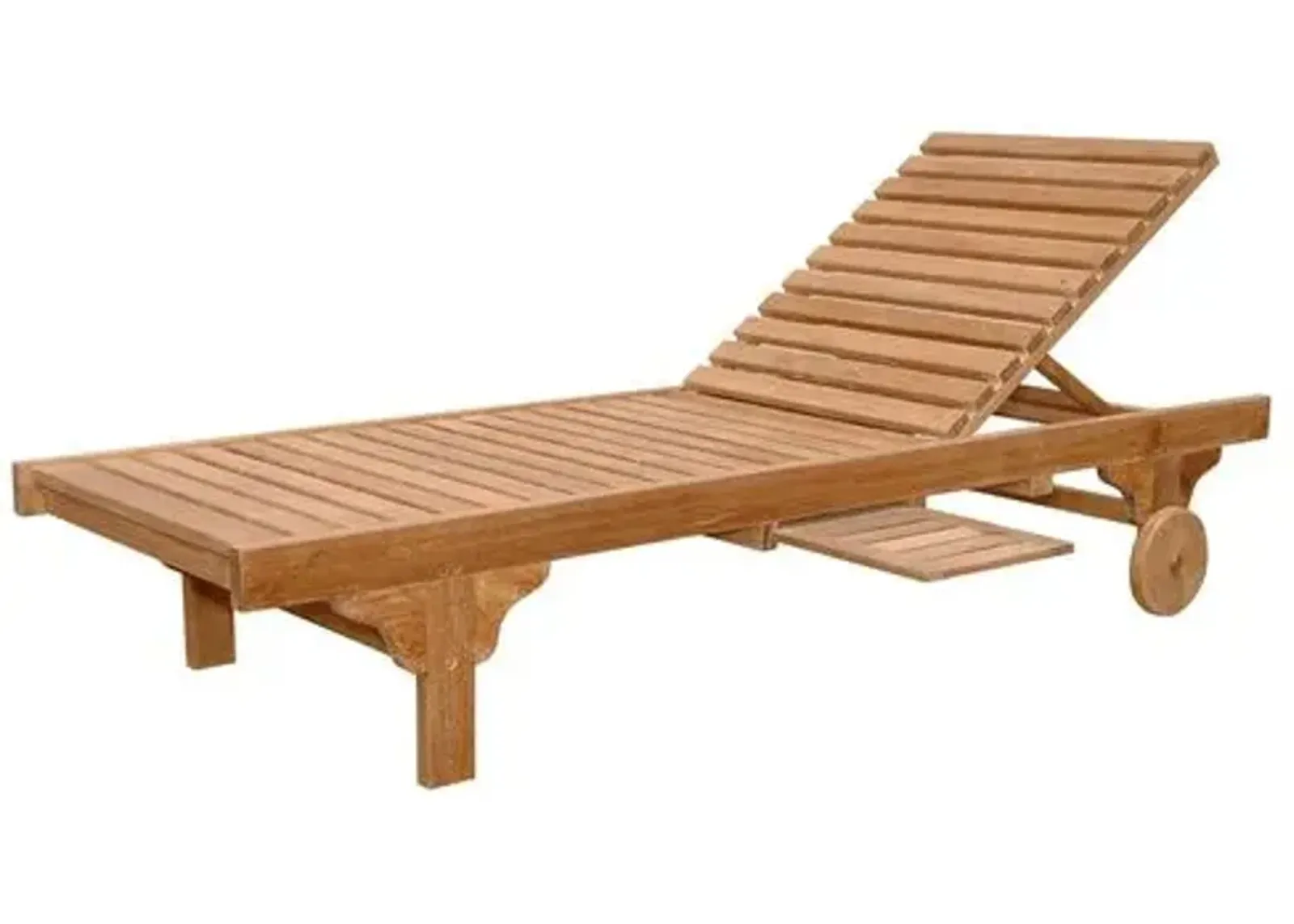 Capri Outdoor Teak Chaise Lounge & Tray - Natural - Brown - Comfortable, Sturdy, Stylish