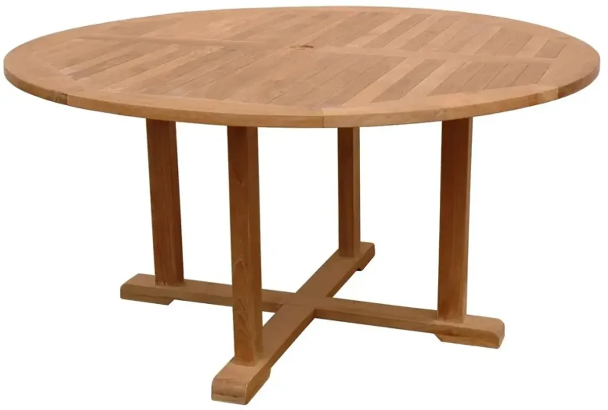 Toscana 59" Round Outdoor Dining Table, Natural Teak