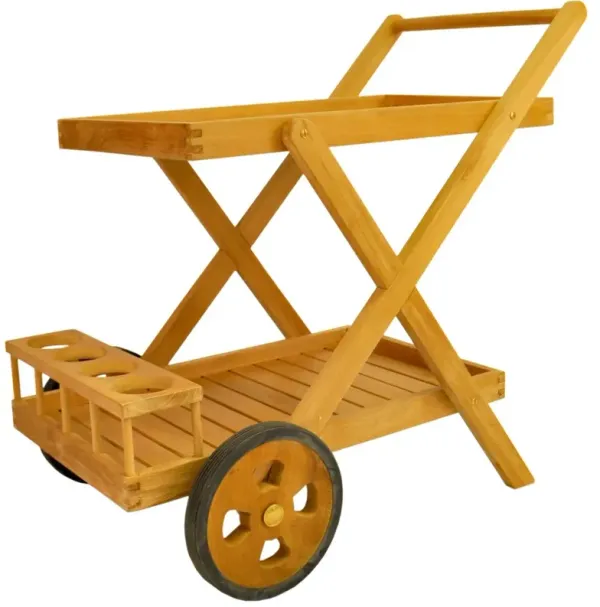 Cobana Outdoor Teak Serving Cart, Natural