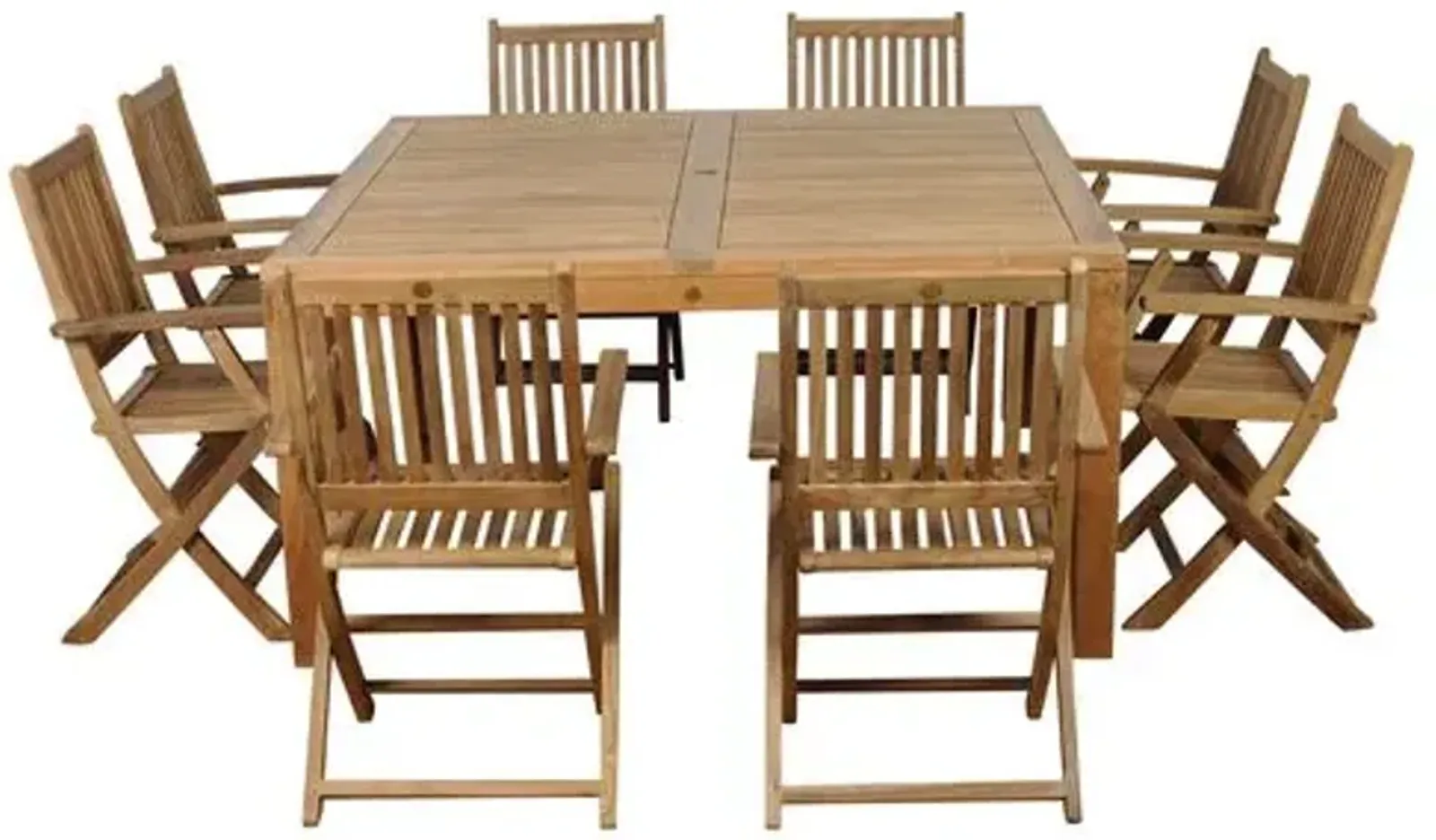 Dobby 9-Pc Outdoor Dining Set - Natural Teak - Brown