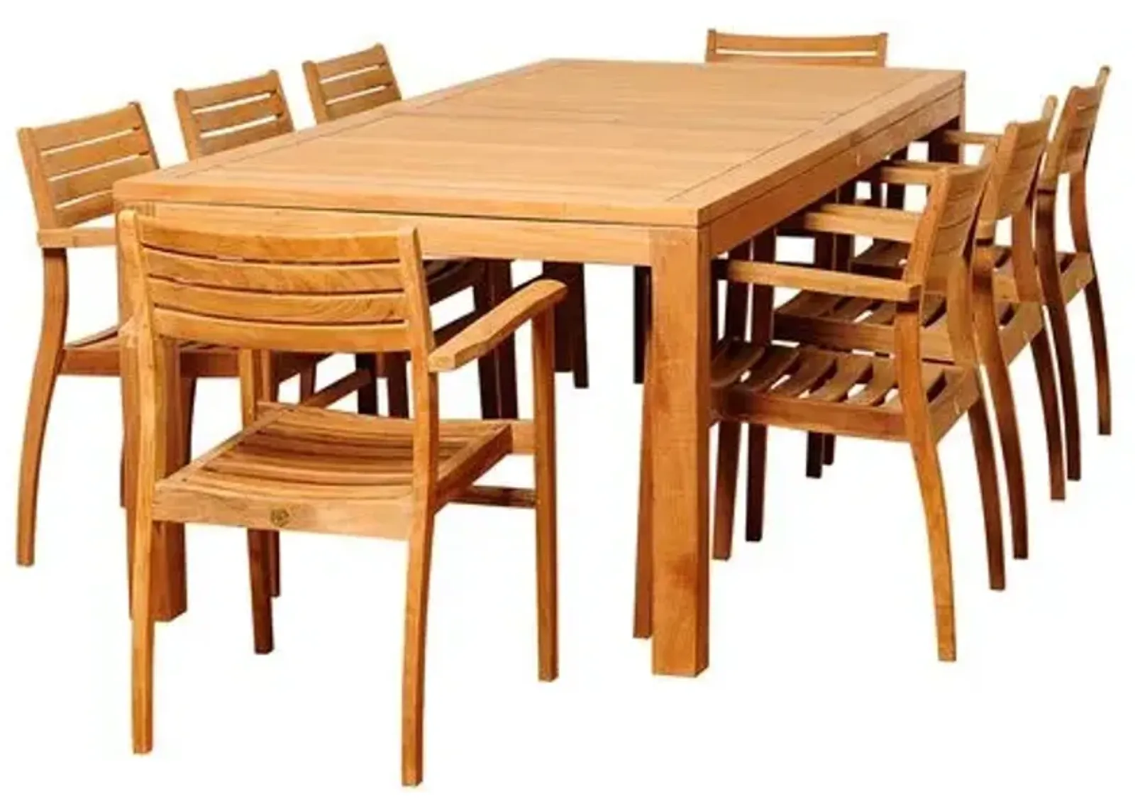 Lynn 9-Pc Teak Rectangular Outdoor Dining Set - Brown