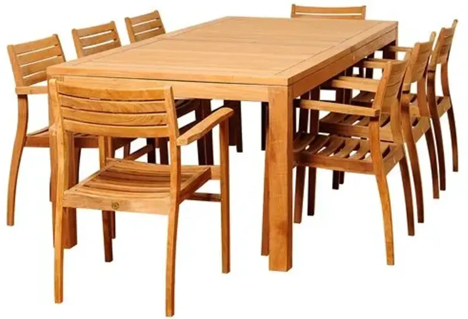 Lynn 9-Pc Teak Rectangular Outdoor Dining Set - Brown