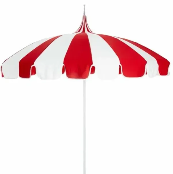 Aya Pagoda Two-Tone Patio Umbrella - Sunbrella - Red