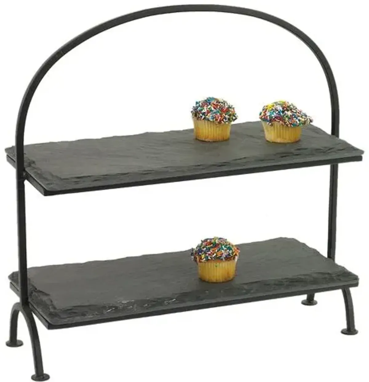 15" Slate Tiered Tray - Black