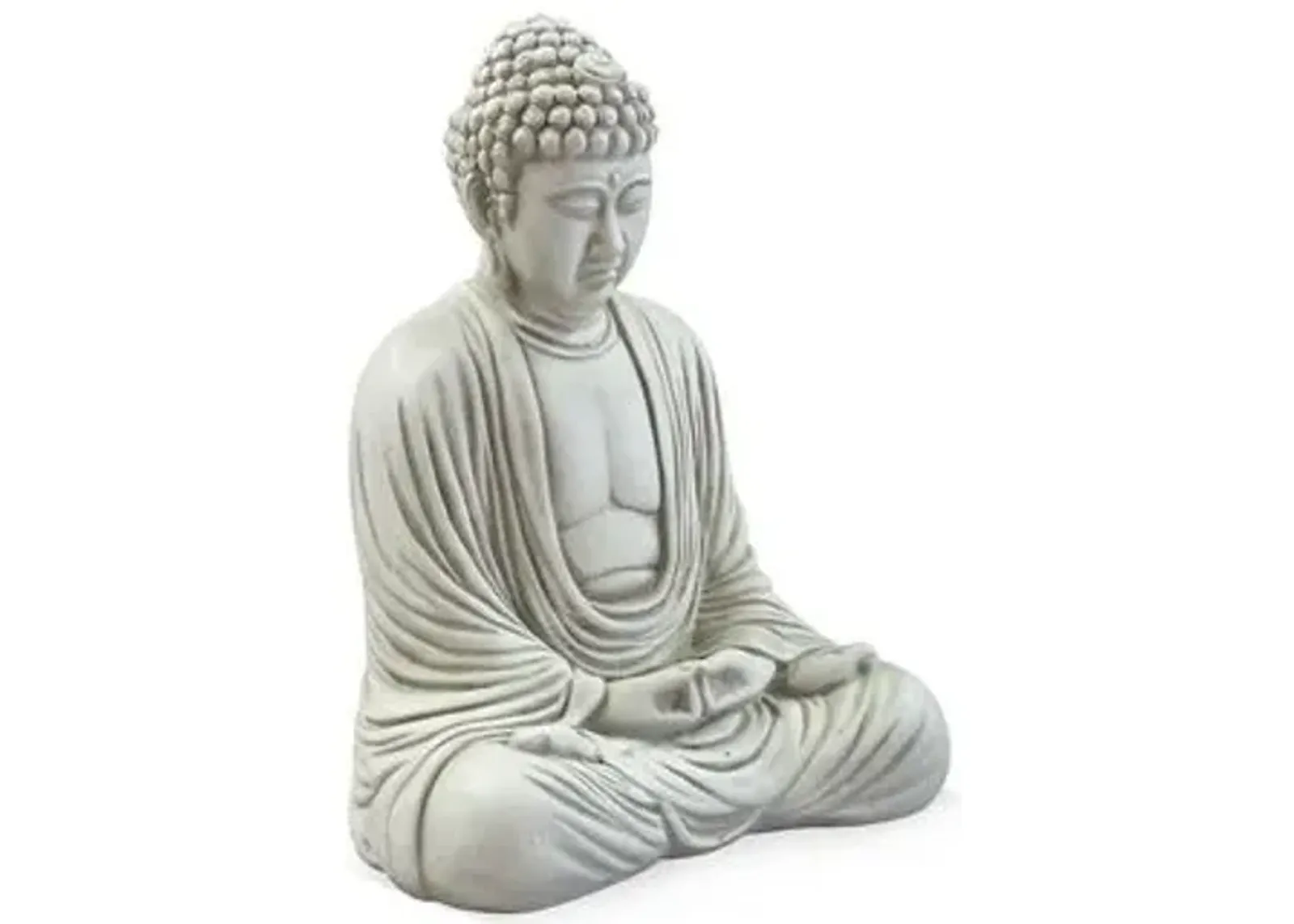 18" Meditating Buddha - Antiqued Stone - Gray