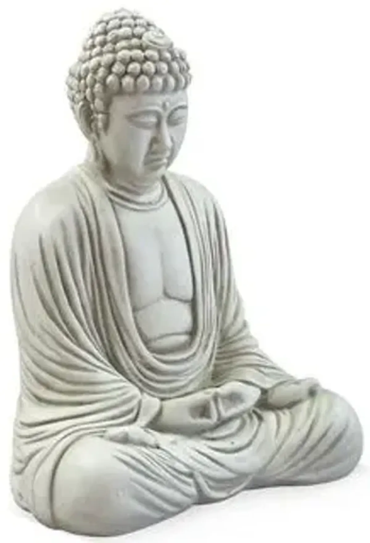 18" Meditating Buddha - Antiqued Stone - Gray