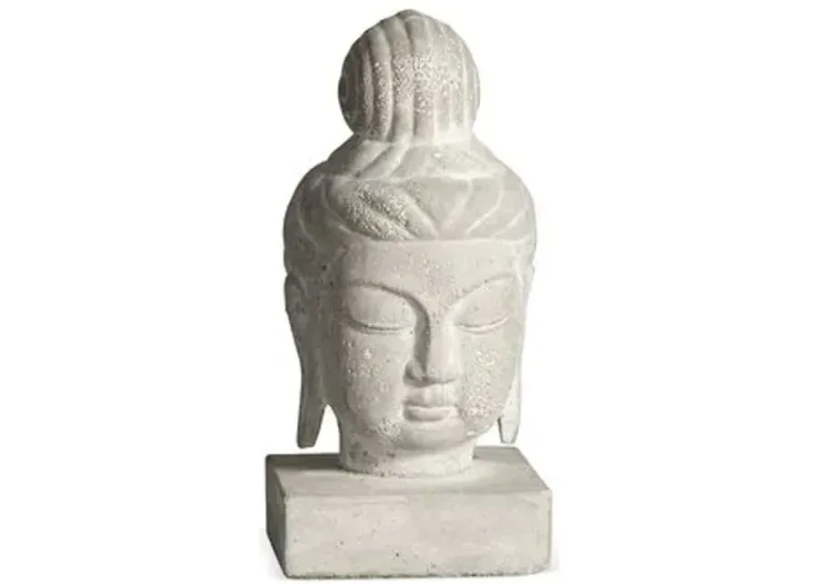 11" Buddha Head - Weathered White - Ivory